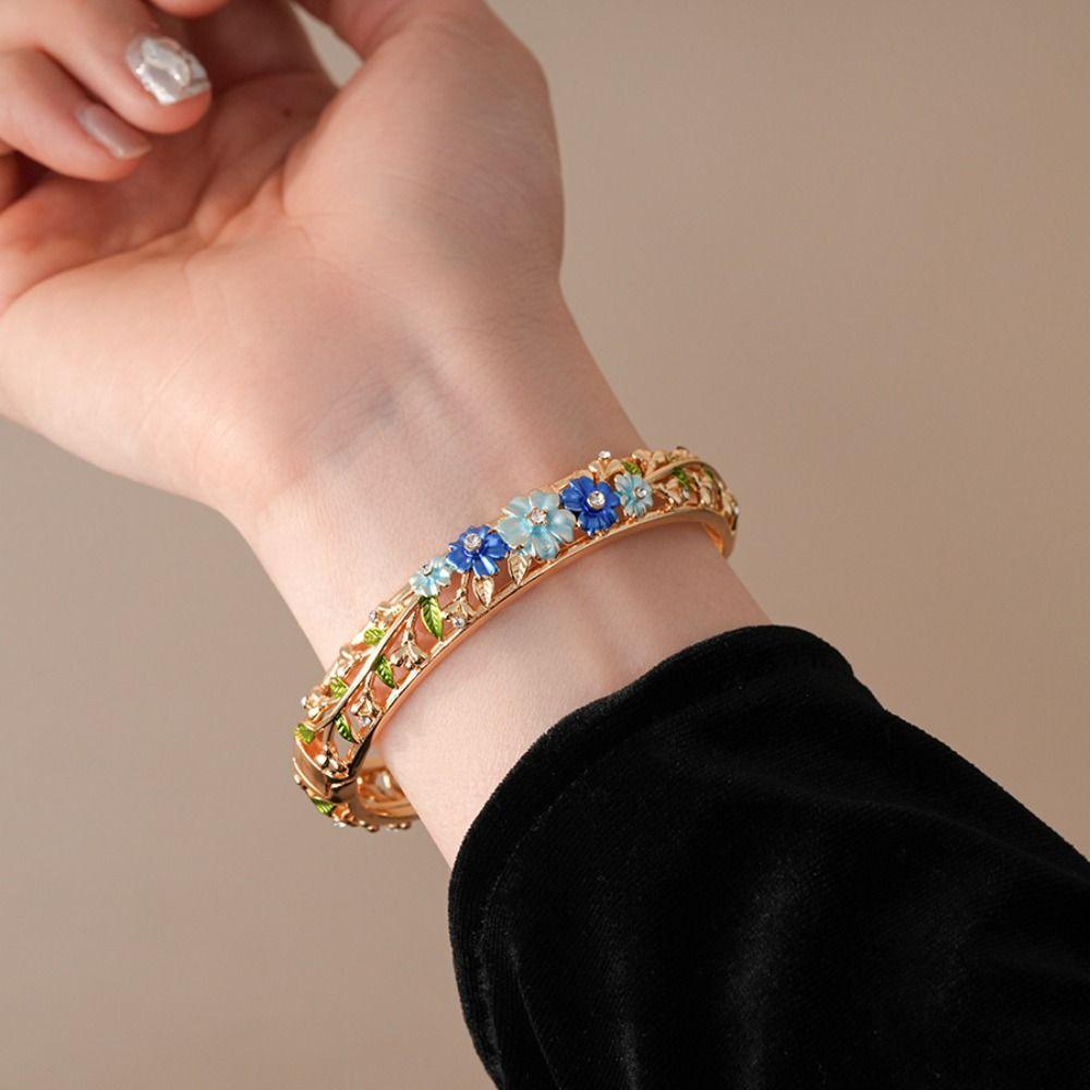 Double Bangle Vintage Cloisonne Bangle Chinese Women's Hand Bracelet  Jewelry Gifts