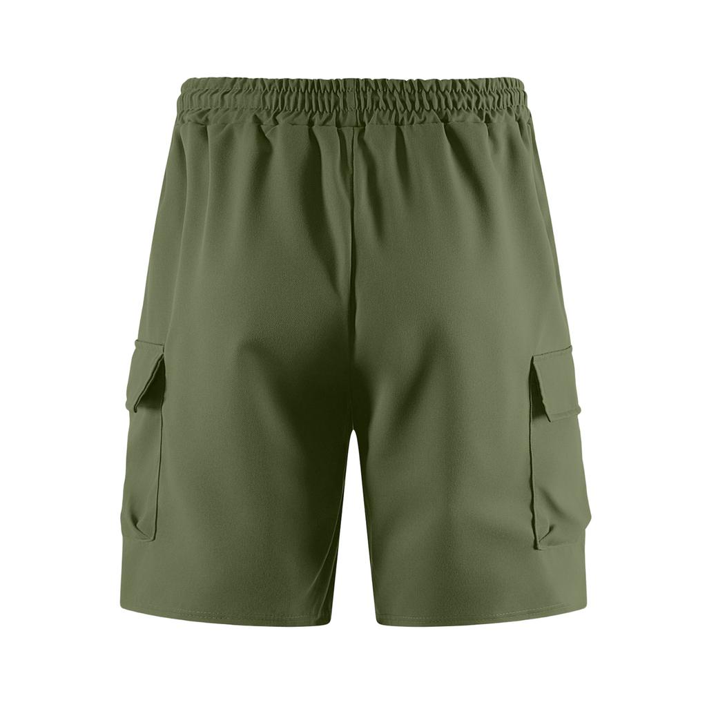 Men’s Workwear Cargo Shorts with Multiple Pockets and Adjustable Drawstring Waist for Outdoor Activities and Daily Use