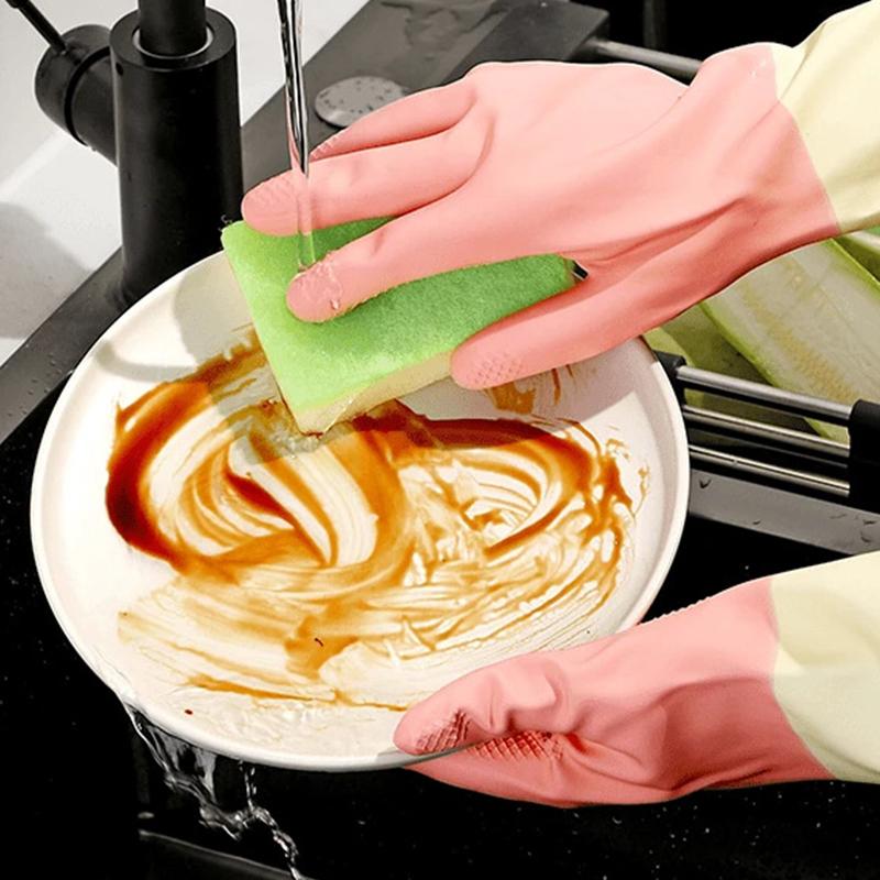 Thickened Kitchen Gloves, Dishwashing Gloves Wear-Resistant, Suitable For Dishwashing, Cleaning And Household Rubber Gloves