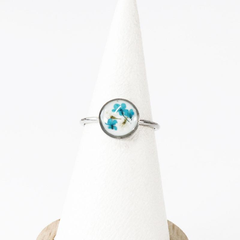 Stainless Steel Dried Flower Round Rings For Women Eternal Flower Open Finger Ring Jewelry Wedding Band Gift Wholesale New