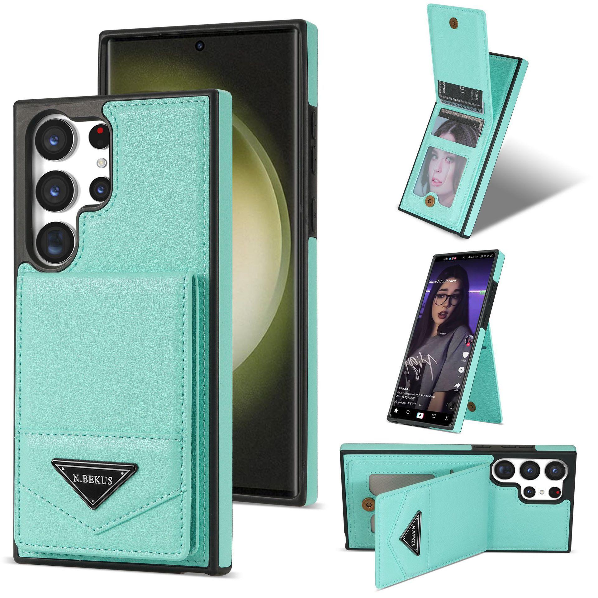 

Подходит для чехла для телефона с держателем для карт S24, чехол для телефона S23plus с возможностью вставки визитных карточек, все включено, противоударный чехол для телефона Samsung S21+large hole