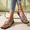 Fashion Luxury Women's Flip Flops Shiny Sequins Square Toe Fashion Women Shoes Summer Clip Toe Slippers Woman Stylish Flat Slides Mujer