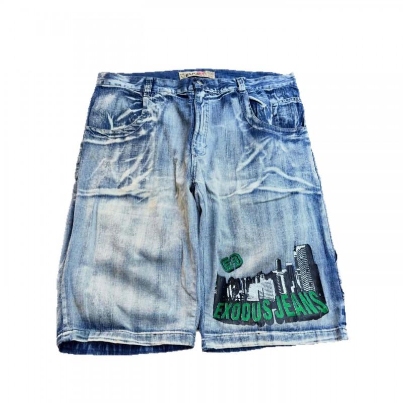 Mens Vintage Western Cowboy Jeans Distressed Washed Embroidered Printed Straight Leg Denim Pants