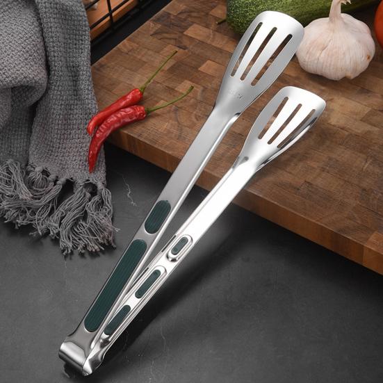 Stainless Steel Serving Tongs Heat Resistant Kitchen Tongs Non-Slip Food-Grade U-Shape Cooking Tongs for BBQ Buffet Bread Frying