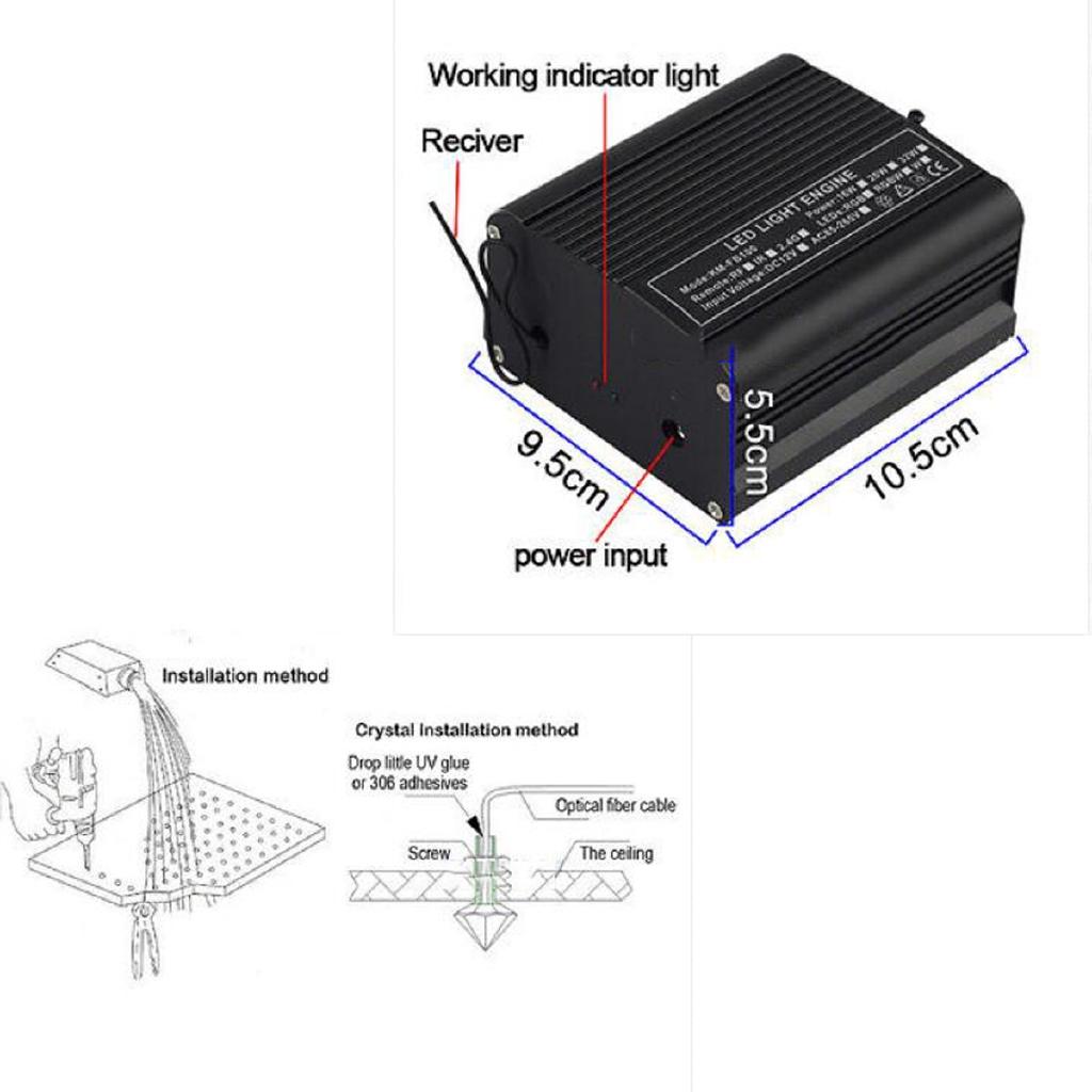 300Pcs Fiber Optic Lamp 16W Fiber Optic Light Source Remote Fiber Optic Lighting Machine Kit DIY Light Decoration