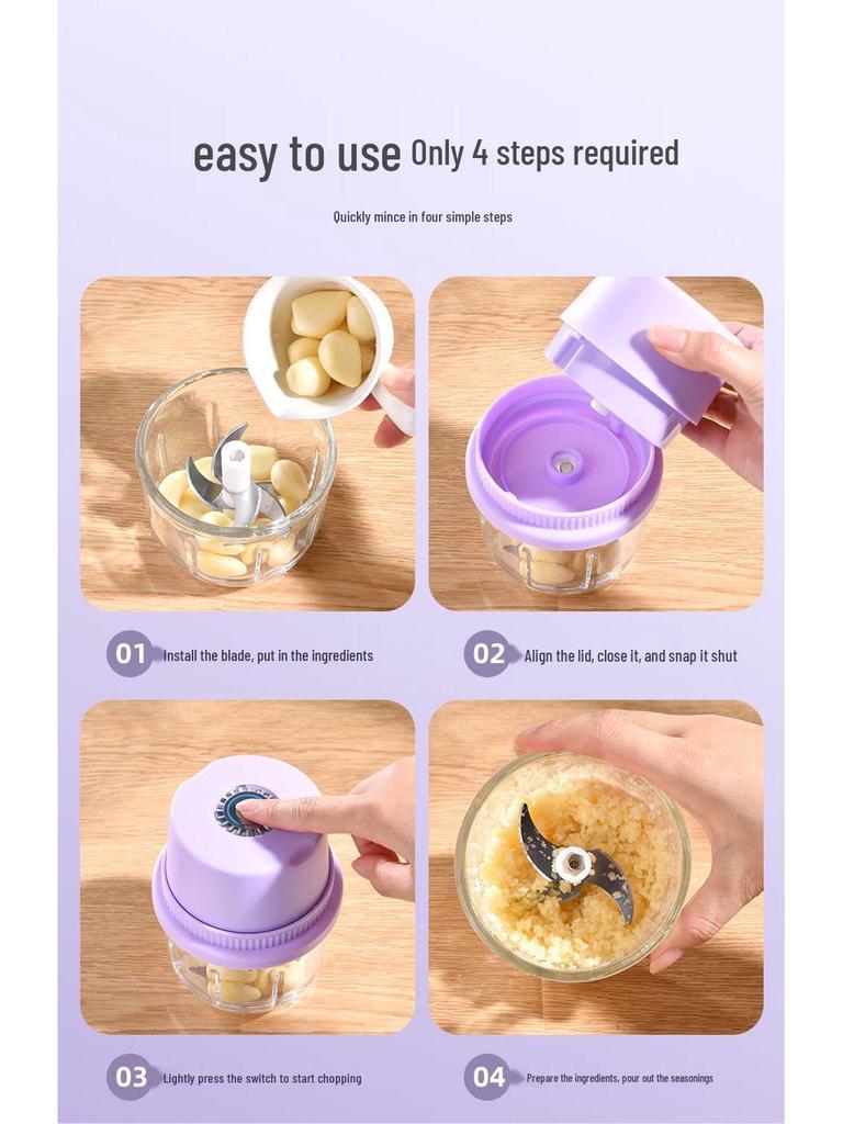 Brand Wireless Garlic Masher and Pepper Grinder: Kitchen Household Meat Grinder and Baby Food Maker