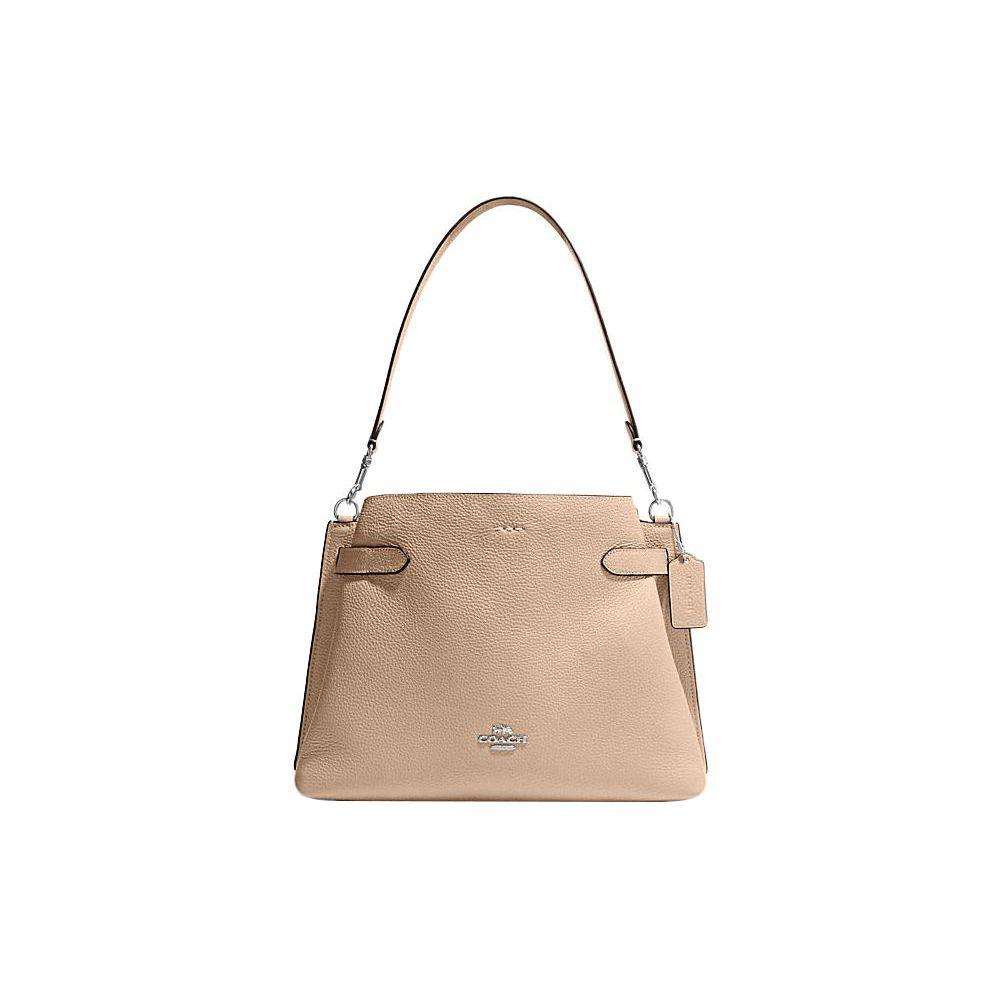 

Coach Hanna Series Solid Color Logo Leather Tote Crossbody Shoulder Bag Women bags Beige CH194-SVVFS Basic Set (Bag+Dust Bag)