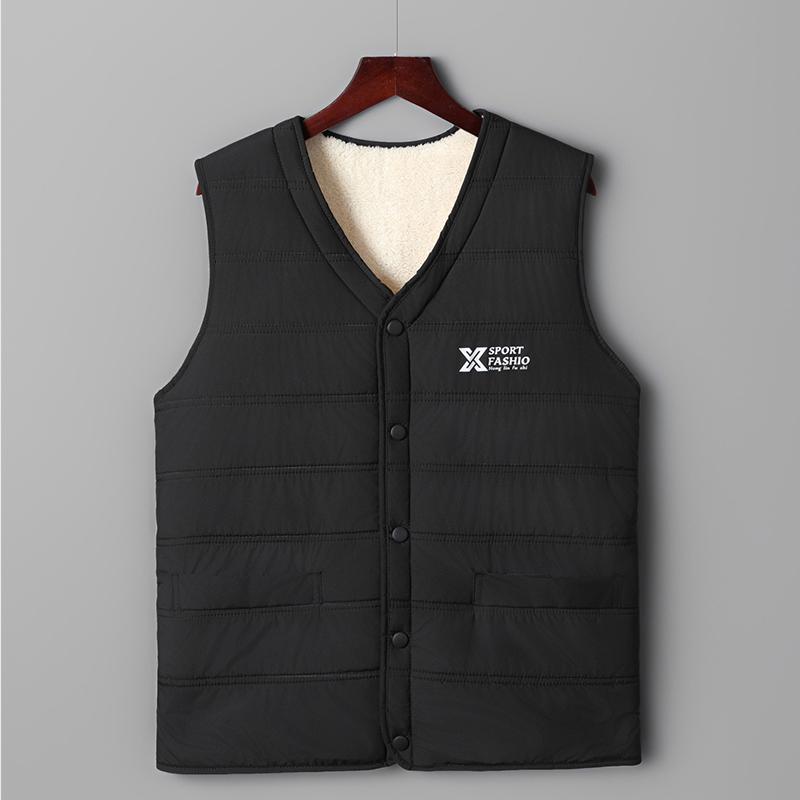

Woodpecker Men s Winter Thick Lambswool Fleece Vest for Middle-Aged and Elderly 6XL (185-200lbs) чорний
