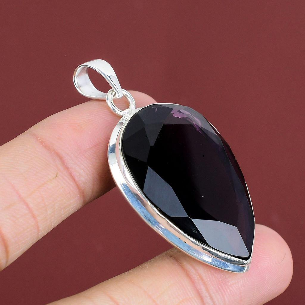 Faceted African Amethyst Pendant Handmade Pendant Real Gemstone Jewelry 925 Sterling Silver Pendant Unique Design Pendant Anniversary Gifts