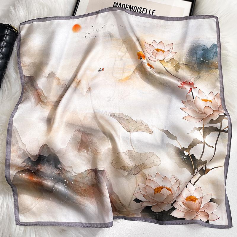 100% Natural Silk Scarf Women Luxury High Quality Headband Square Foulard Female Neckerchief Shawl Wraps Hijab Bandana Scarves