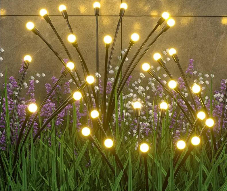 6/8/10LEDs Solar Firefly Lights Garden Firework Warm Lights Outdoor Waterproof Firefly Lawn Lamps Patio Pathway Decoration