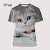 Women's T-Shirts Harajuku Cat Graphic Print 3D Tops Summer Short Sleeve Casual Tees Kawaii Animal T Shirt