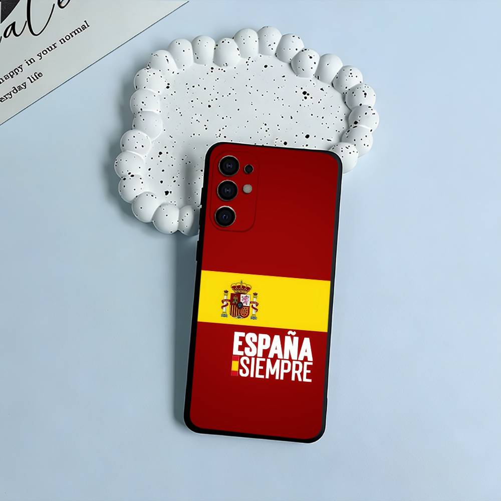 Spanish Flag Pattern Phone Case For Samsung S25,S24,S21,S22,S23,S30,Ultra,S20,Plus,Fe,Lite,Black Soft Silicone