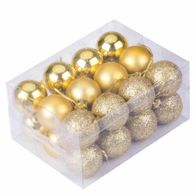 

Christmas 1224pcs Tree Baubles Plain Glitter Xmas Ornaments Ball Prop Hanging Gold& 24Pcs(3cm)