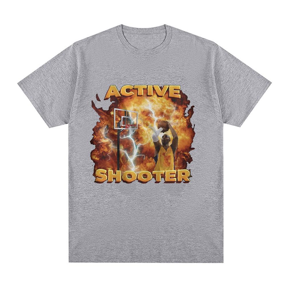 Active Shooter Funny Basketballer Meme Graphic T-shirt Men Fashion Short Sleeve T-shirts Cotton Casual Oversized T Shirts Unisex