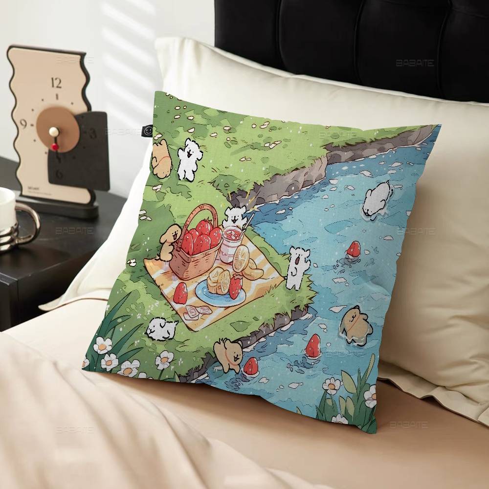 Cute Cartoon Puppy M-maltese Game Pillowcase Toon Gift Cushion Cover Bedroom Home Sofa Chair Seat Decor Pillow Case