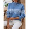 Christmas Snowflake Jacquard Sweater for Women Autumn and Winter New Half Turtleneck Pullover Long-sleeved Sweater