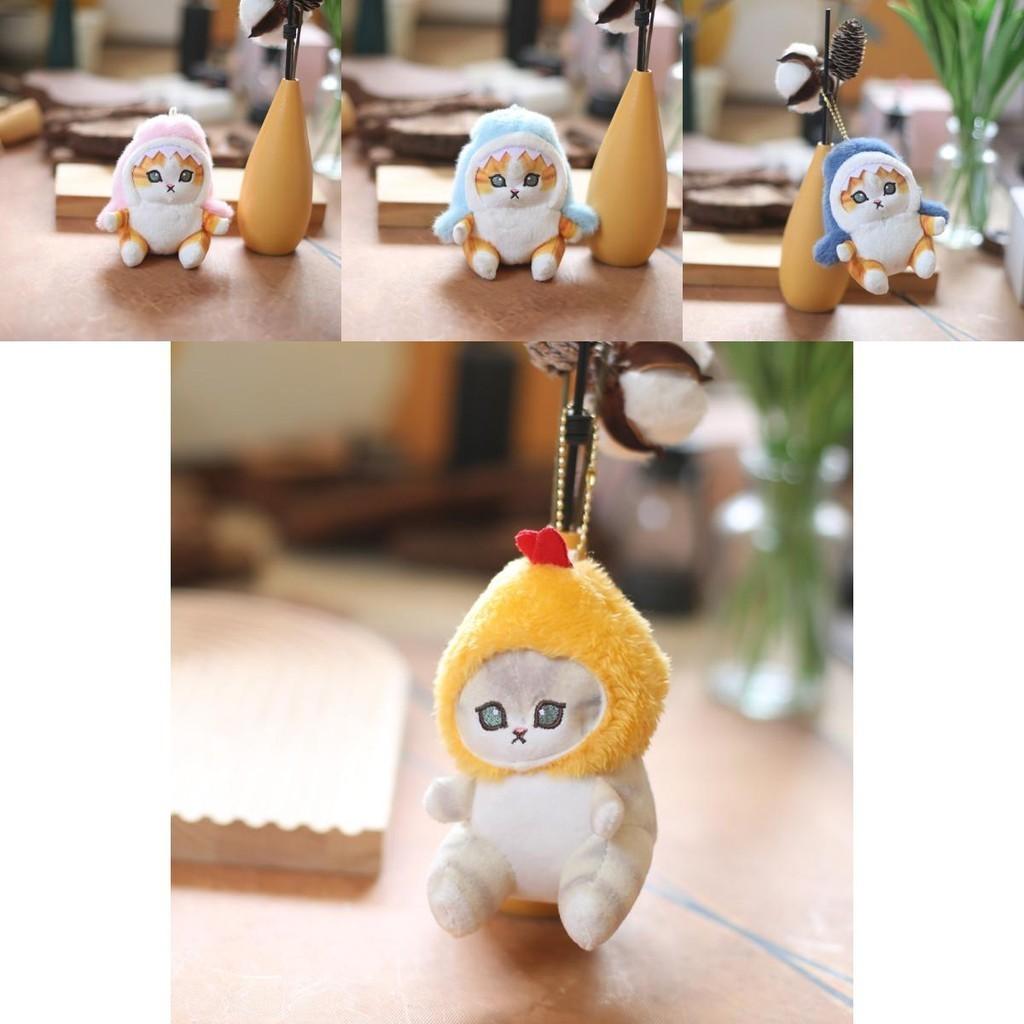 Adorable Shark Cat Plush Keychain Soft Short Plush Stuffed Animal Bag Charm