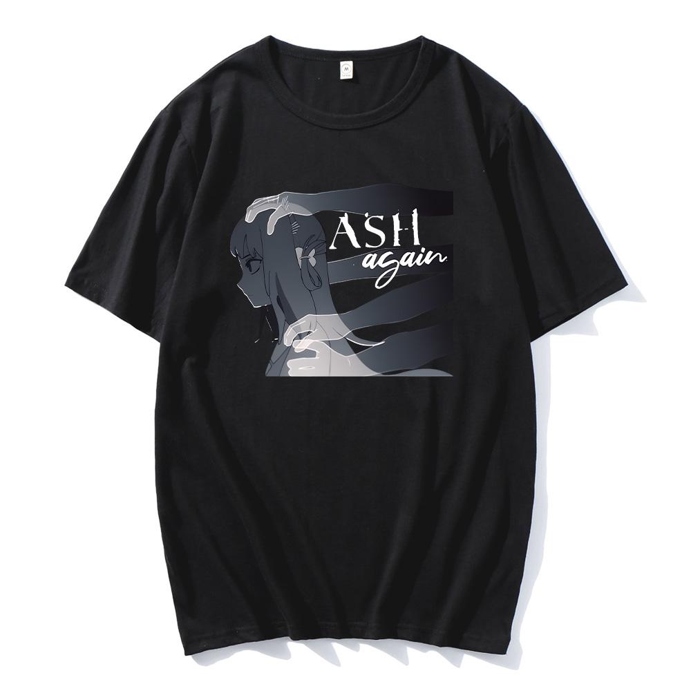 

Gawr Gura & Casey Edwards Ash Again 2025 Tshir Anime Print Fashion Harajuku Aesthetic Tee Summer Unisex Cotton High Quality Top XS чёрный