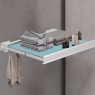 Grey Invisible Folding Clothes Rack, Shoe Rack Retractable Mesh Wall Mounted Aluminum Bathroom Clothes Dryer Sock Drying Holder