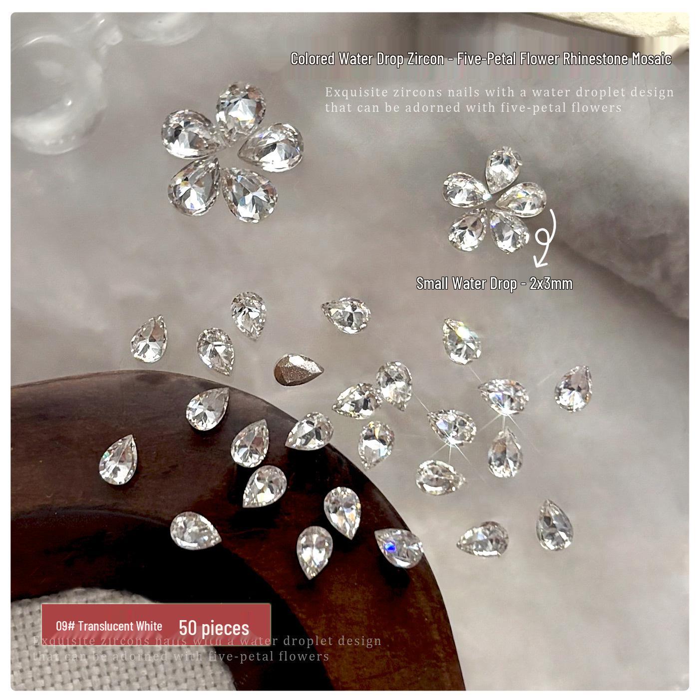 Sparkling Zirconia Rhinestone Nail Art Decorations: White, Champagne & Red