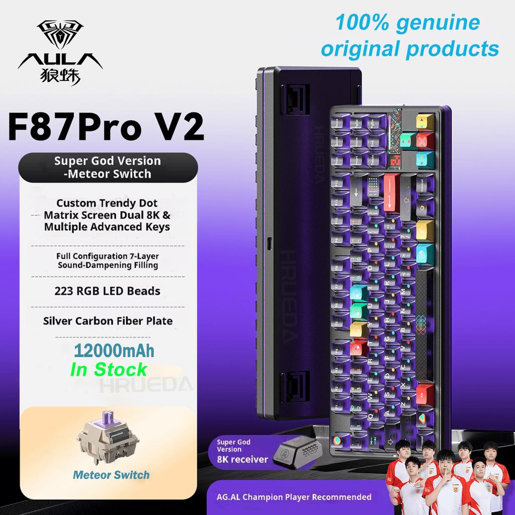Aula Μηχανικό Πληκτρολόγιο F87 Pro V2 3 Λειτουργιών Ασύρματο 12000mAh Μεγάλη Διάρκεια Μπαταρίας Hot-Swap RGB Προσαρμόσιμο Πληκτρολόγιο E-Sports PC Gaming