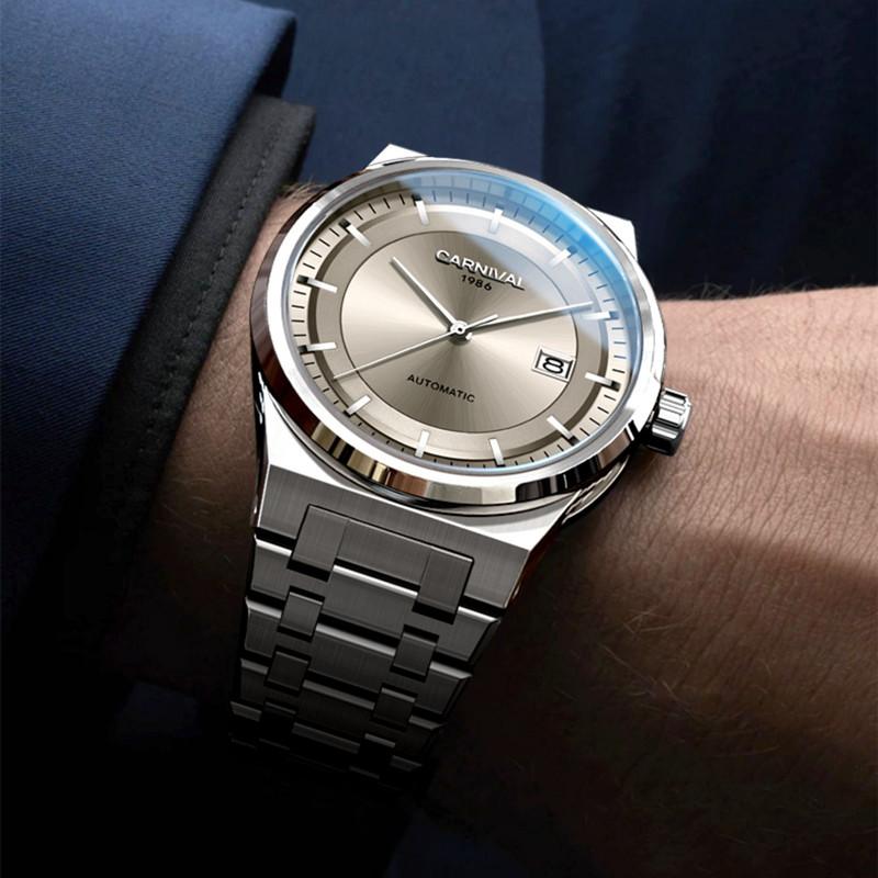 Reloj Carnival Brand Luxury Watches for Men Fashion Waterproof Sapphire Calendar Automatic Mechanical Wristwatches Montre Homme