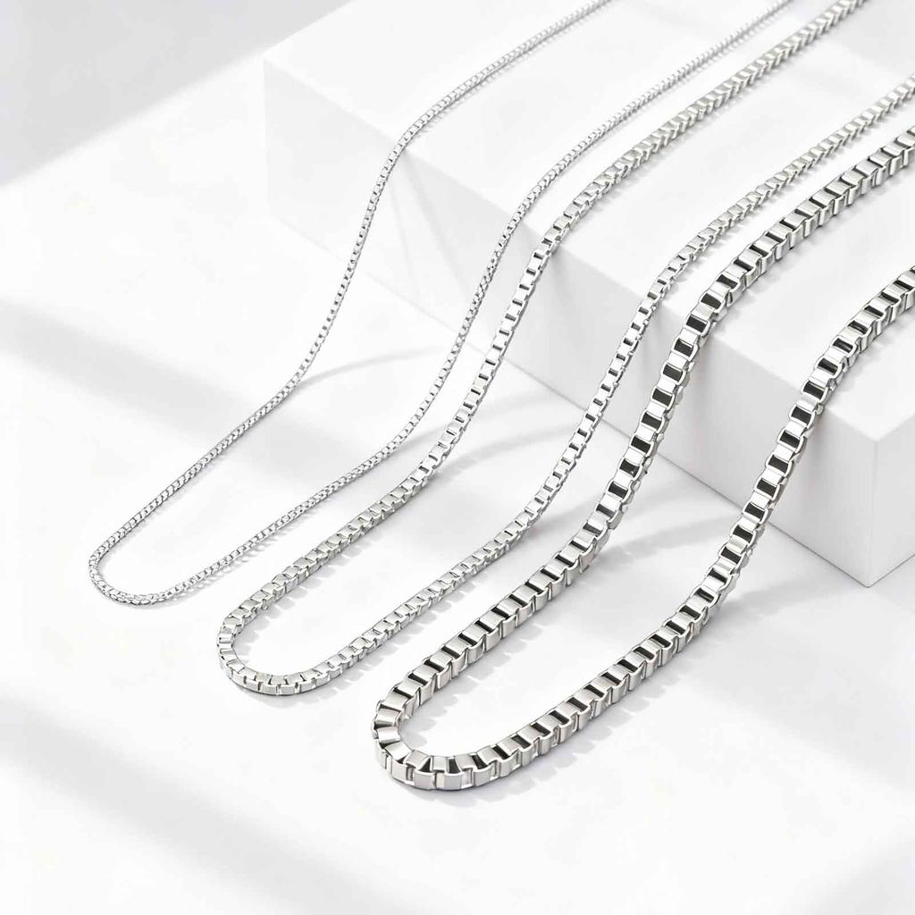 1/2/3MM Hip Hop Stainless Steel Box Chain Necklace for Women,Simple Basic Chain Necklaces,Fashion Accessories Gift