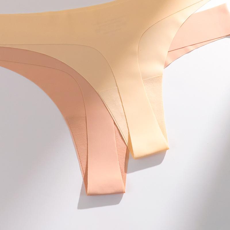 Summer Sexy Low Waist Sports Ice Silk T-word Underwear Pure Color Quick-drying Breathable Seamless Yoga Thong Women