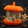 Caving Skull Pumpkin Ornament 3D Printed Figurine, Gothic Skeleton Statue, Statue Creepy for Home Office Holiday Party Spooky Sculpture