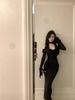 Elegant 2026 French Hepburn Black One-Shoulder Long Dress for Women - High-End Sexy Bodycon Gown for Spring and Autumn