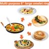 8-Inch Round Egg and Pancake Ring Mold 2-Piece Set with Silicone Heat-Resistant Folding Handles + Silicone Oil Brush Orange and Black