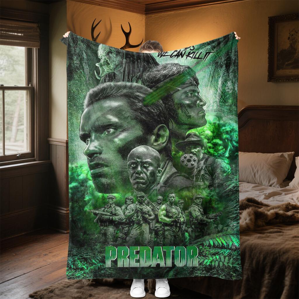 1PC Predator Alien Warrior Plush Blanket Soft Comfortable All Seasons Suitable Sofa Office Travel Home Gift Idea