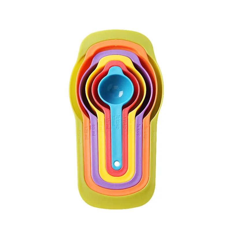 

6/12 шт. Радужный мерный стаканчик Цветная пластиковая мерная ложка для муки Весы Набор мерных ложек Аксессуары для выпечки Кухонные принадлежности