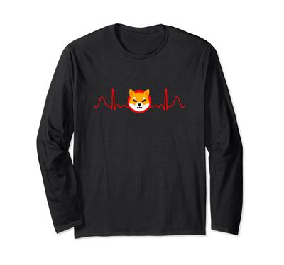 Shiba Inu Heartbeat Lifeline Shibucoin Blockchain Hodler Long Sleeve T-Shirt
