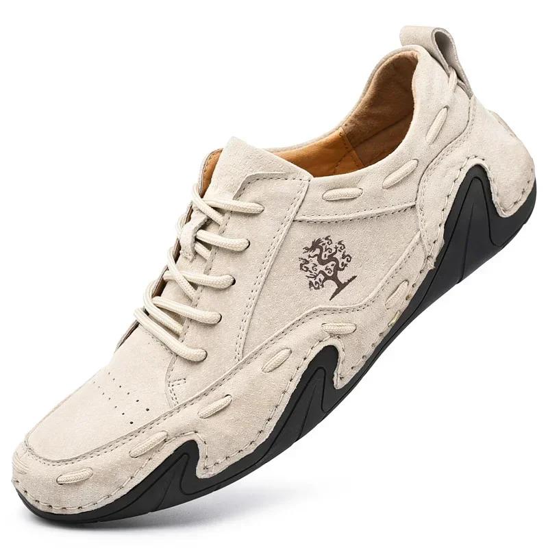 Leather Shoes Lace Up Trend Comfortable Men Shoes Outdoor High Quality Soft Homme Classic Ankle Non-Slip Flats Moccasin Zapatos