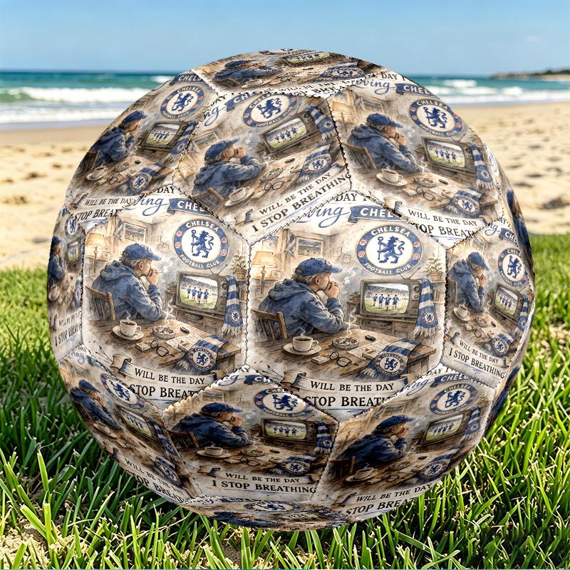 Chelsea F.C. Aufdruck Größe 5 Fußball, PU Abriebfester Fußball für Spieltraining und tägliches Üben, Geburtstagsgeschenk für Fußballfans