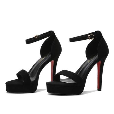 Letné dámske sandále na 12 cm vysokom podpätku, 3,5 cm platforma, červená podrážka, dámske gladiátorské sandále s remienkami, topánky do nočného klubu, na ples, fetish topánky