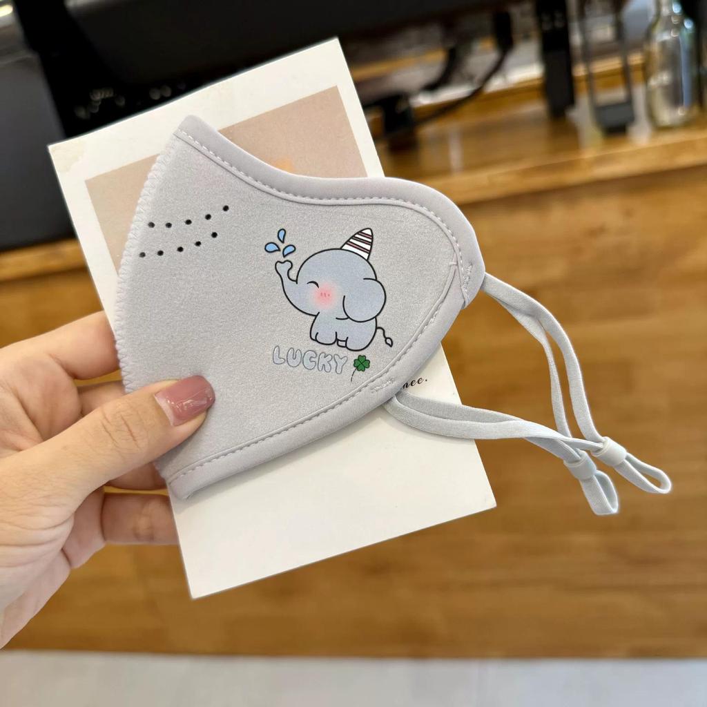 Children's 3D Cartoon Face Mask - Autumn/Winter, Washable, Windproof, Breathable German Fleece