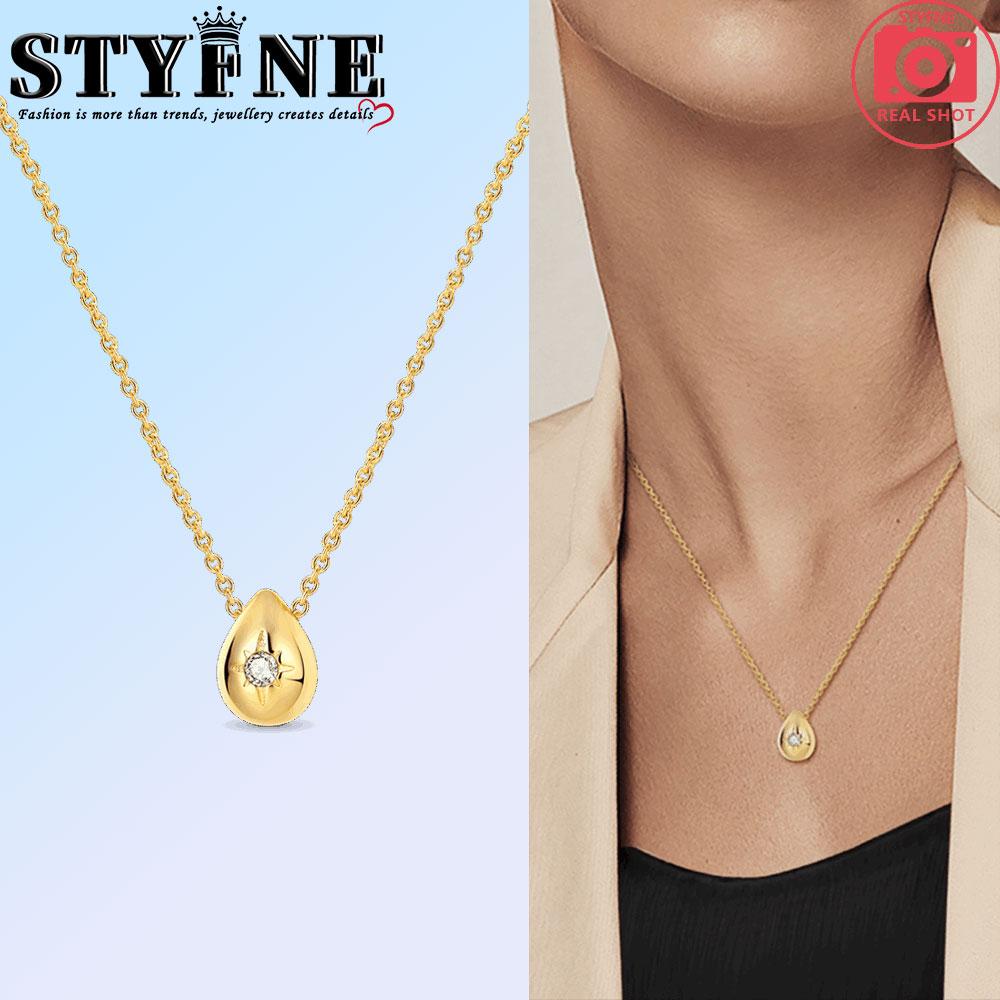 

Authentic Original Copper Metal Golden Water Droplet Simple Round Zircon Pendant Bead Component Women s Necklace Elegant Anniversary Birthday Perfect