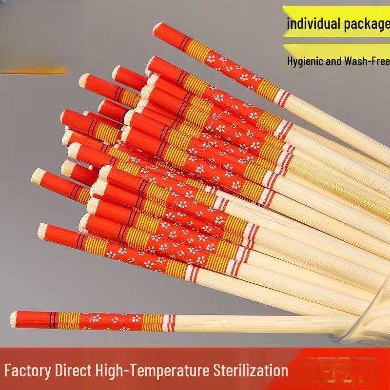 Yicang Red Festive Disposable Bamboo Chopsticks
