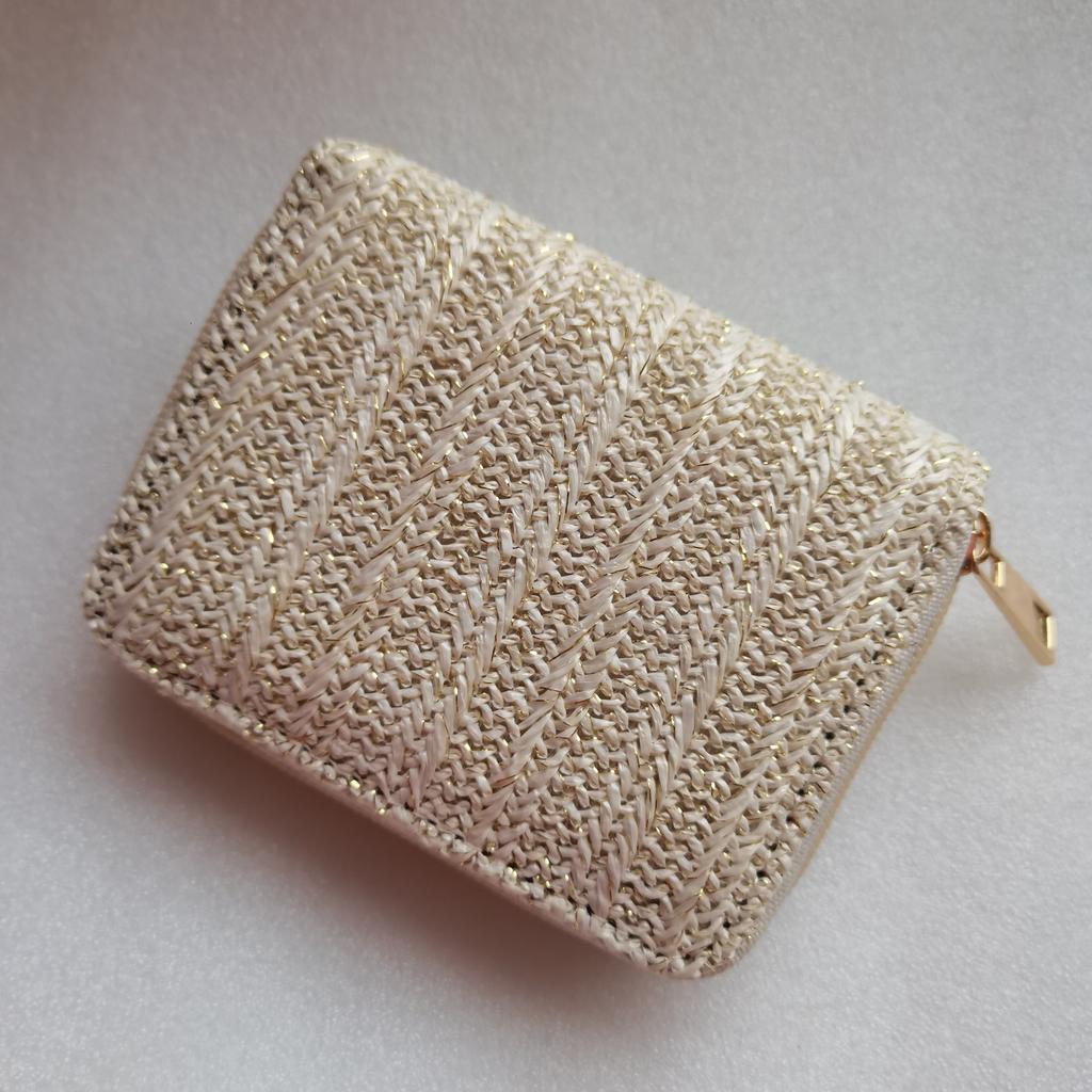 Straw Woven Material Small Wallet, Coin Purse, Card Holder, Mini Wallet
