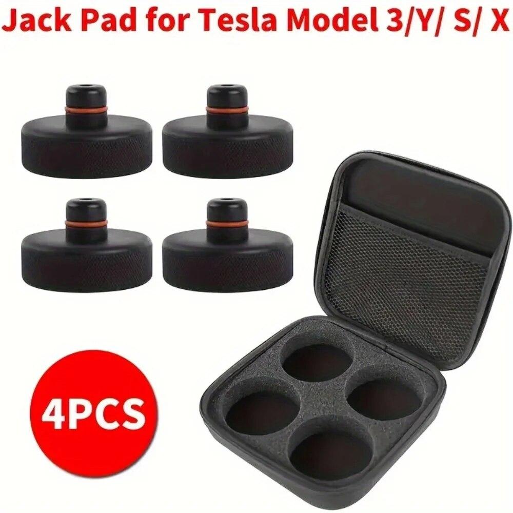 4Pcs Car Rubber Lifting Jack Pad Adapter Tool Chassis W/ Storage Case Suitable For Tesla Model 3 Model S Model X Car Accessories