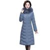 Damen Daunenjacke mit Kapuze Pelzkragen Mantel Große Größe Lang Schmal Geschnitten Baumwolle Gefüttert Winter Warm