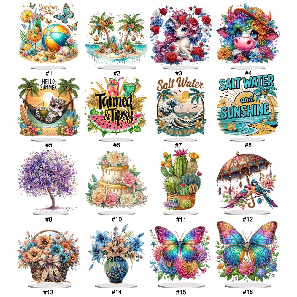 Acrylic Special Shape Cactus Diamond Painting Tabletop Ornaments Kit 5D DIY Diamond Art Tabletop Decorations Bedroom Table Decor
