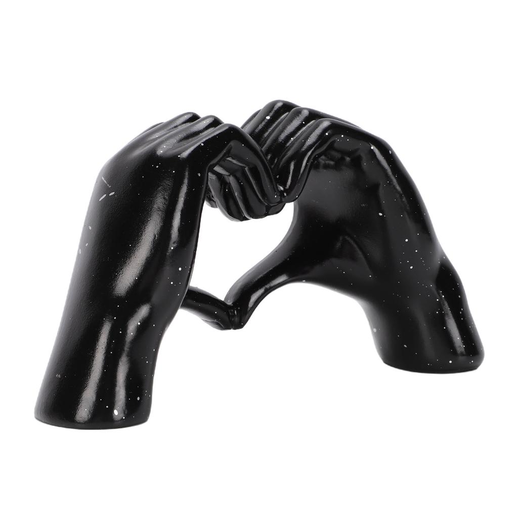 Heart Hands Sculpture Black Color Resin Modern Love Heart Hands Statue for Living Room Bedroom Office Black Small Size