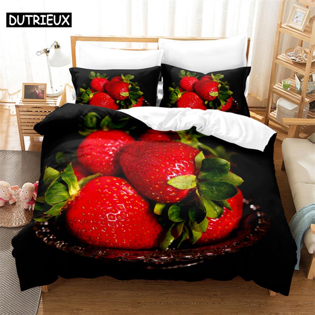 

Summer Fruit Queen Bedding Set Duvet Cover Set Bedding Digital Printing Bed Linen King Size Duvet Cover Set Bedding Set US Full(200*230cm)3pcs
