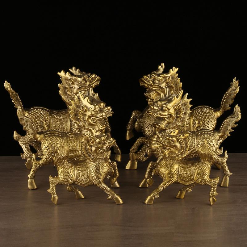 Brass Pair Wholesale Wealth Ornaments Fire Kirin Home Crafts Office Desktop Entrance