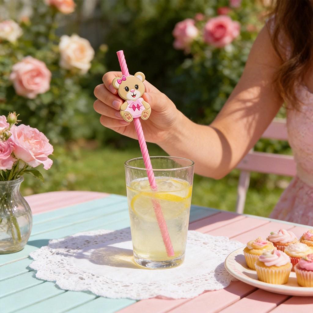 Teddy Bear Party Paper Straws For Cake Decor And Drink Presentation