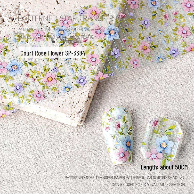 Starry Sky Rose Flower Nail Art Transfer Stickers